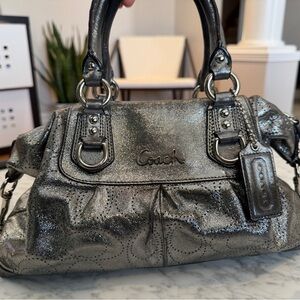 Coach Shimmering Silver Satchel